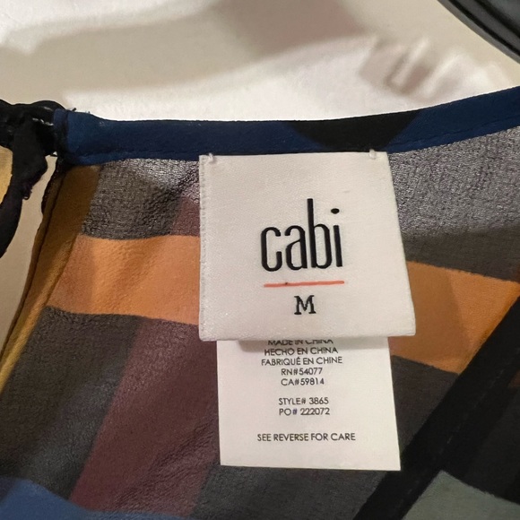 CAbi size medium plaid blouse with black cami base. Ruffle down the front. - Picture 2 of 5